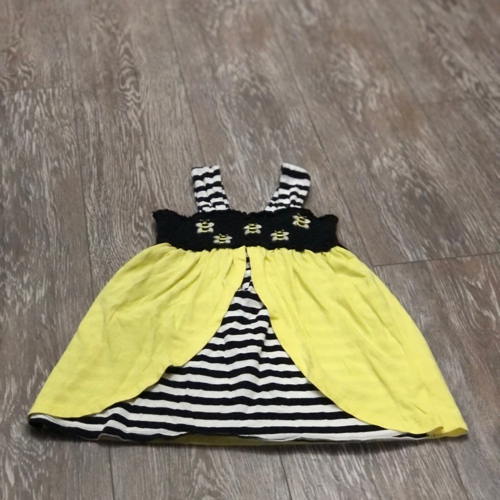 Girls Samara Yellow and Black Sleeveless Sundress with Square Neck